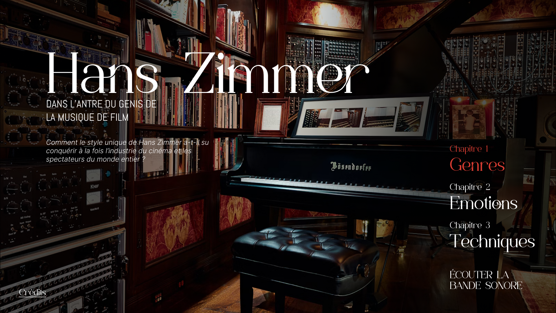 Menu orange 1 du webdoc Hans Zimmer