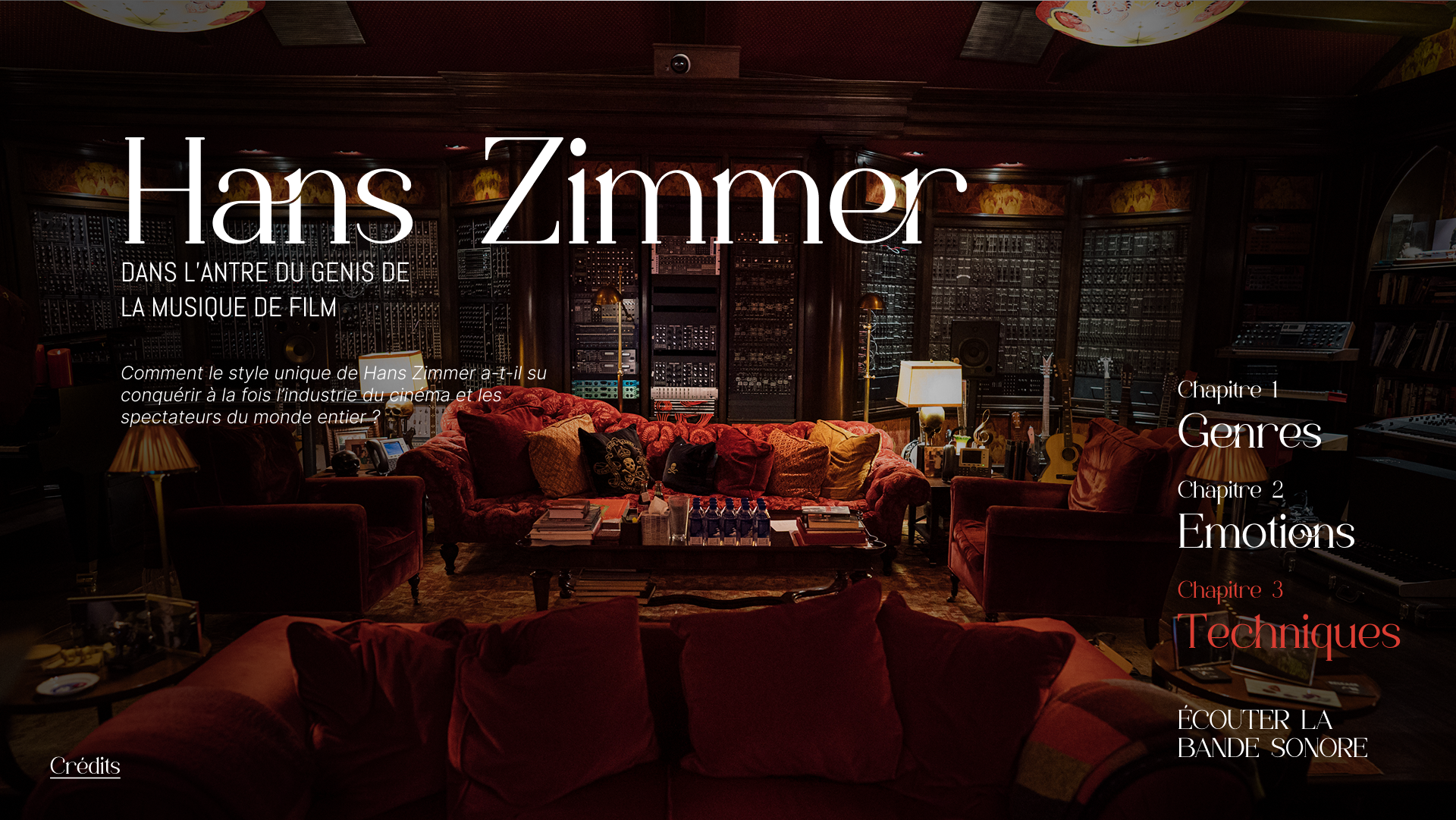 Menu orange 3 du webdoc Hans Zimmer